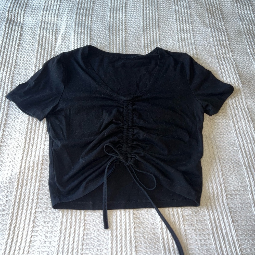 Black Scrunch Tie Top